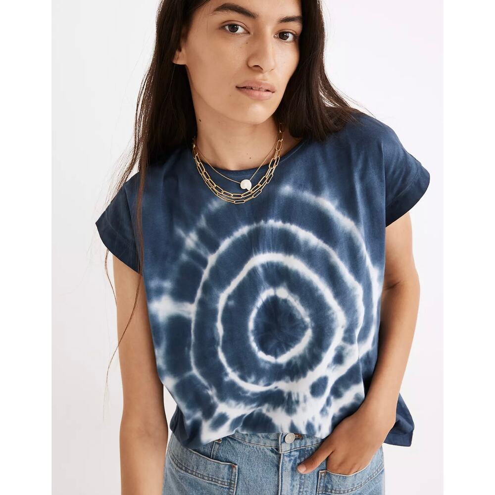 New Madewell Tie-Dye Shoulder Tee in Dark Cadet Women's Size S